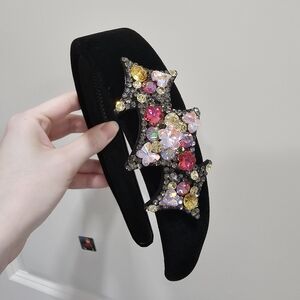 Elegant Black Headband with Multicolor Embellishments